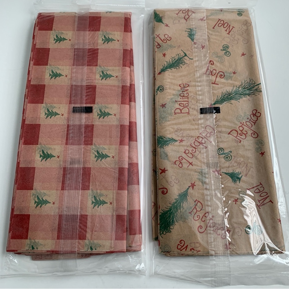 Red and Green Gingham Gift Bags with Festive Tissue Paper Bundle Farmhouse - Picture 13 of 17